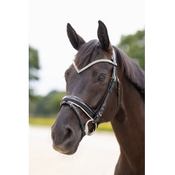 Bridon anatomique Grayson Horze à strass Noir / blanc