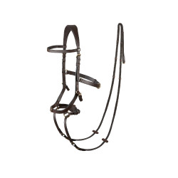 Bridon combiné Orlando Horze bitless en cuir Marron Bridon combiné Orlando Horze bitless en cuir Marron