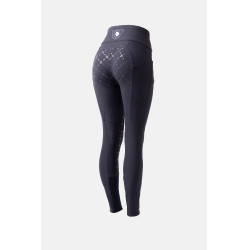Pantalon à fond peau Désirée silicone et taille haute femme Horze Bleu marine foncé