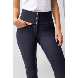 Pantalon à fond peau Désirée silicone et taille haute femme Horze Bleu marine foncé