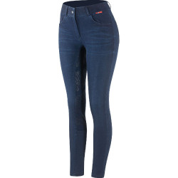 Pantalon d'équitation jean fond intégral silicone Elle femme B Vertigo Bleu foncé