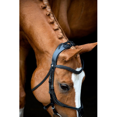 Bridon Montar Lyon 8-Fig cuir tanné Noir