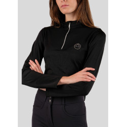 Polo de concours Montar Everly crystal logo manches longues femme Noir