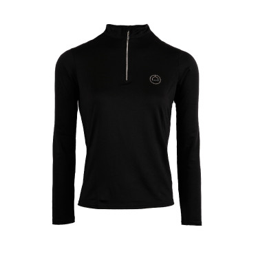 Polo de concours Montar Everly crystal logo manches longues femme Noir