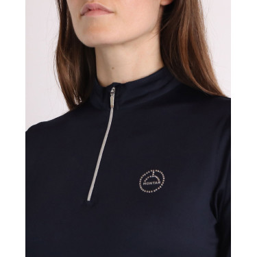 Polo de concours Montar Everly crystal logo manches longues femme Polo de concours Montar Everly crystal logo manches longues femme