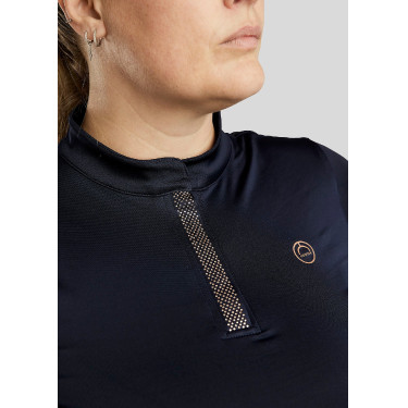 Polo Montar Briella manches longues crystal Rose gold Curve femme Marine Bleu marine