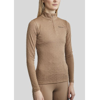 Polo Montar MoCilia Jacquard raffiné manches longues femme Latté Marron Polo Montar MoCilia Jacquard raffiné manches longues femme Latté Marron