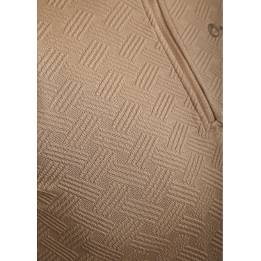 Polo Montar MoCilia Jacquard raffiné manches longues femme Latté Marron