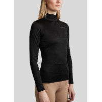 Polo Montar MoCilia Jacquard raffiné manches longues femme Noir