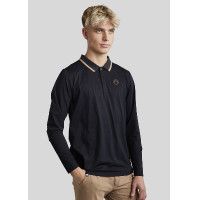 Polo Montar MoDrake homme col contrastée manches longues Noir