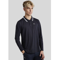 Polo Montar MoDrake homme col contrastée manches longues Noir