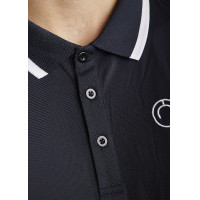 Polo Montar MoDrake homme col contrastée manches longues Marine foncé Bleu