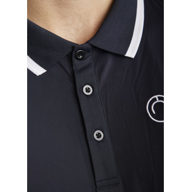 Polo Montar MoDrake homme col contrastée manches longues Marine foncé Bleu