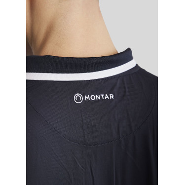Polo Montar MoDrake homme col contrastée manches longues Marine foncé Bleu