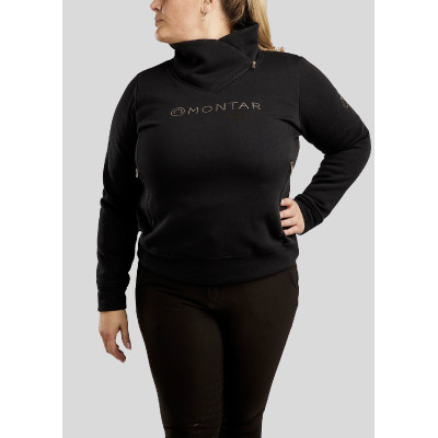 Pull Montar Naja fermeture zippé au cou crystal rose gold Curve femme Noir