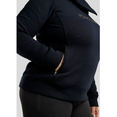 Pull Montar Naja fermeture zippé au cou crystal rose gold Curve femme Marine Bleu marine