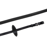 Rênes Montar caoutchouc sans boucle cuir tanné Noir