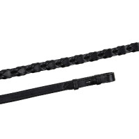 Rênes Montar tressé cuir crochet français cuir tanné Noir