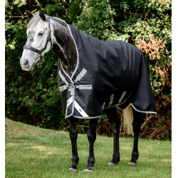Couverture Horseware High Neck Amigo® Bravo 12 Original 250g 1200D Noir / gris titanium / argent