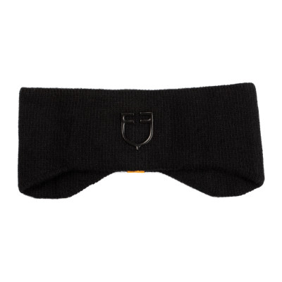 Bandeau Equestro unisexe en laine côtelée avec protection d'oreilles et logo Noir