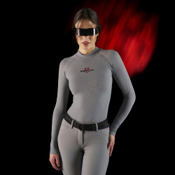 Base Layer femme à manches longues Equestro Ridertechnology Oiseau moqueur Gris