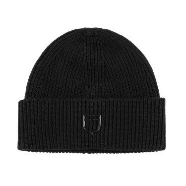Bonnet Equestro unisexe en laine à texture tricotée Noir Bonnet Equestro unisexe en laine à texture tricotée Noir