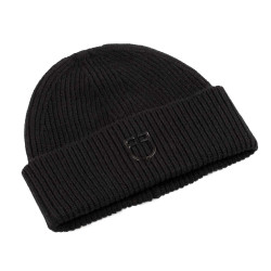 Bonnet Equestro unisexe en laine à texture tricotée Noir Bonnet Equestro unisexe en laine à texture tricotée Noir