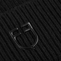 Bonnet Equestro unisexe en laine à texture tricotée Noir Bonnet Equestro unisexe en laine à texture tricotée Noir