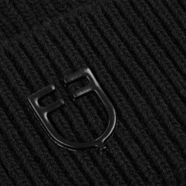 Bonnet Equestro unisexe en laine à texture tricotée Noir Bonnet Equestro unisexe en laine à texture tricotée Noir