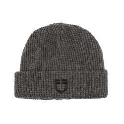 Bonnet Equestro unisexe en laine côtelée avec logo Gris mélangé Bonnet Equestro unisexe en laine côtelée avec logo Gris mélangé