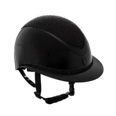 Casque Luxe avec large visière et strass homologué EN 1384-2023 Equestro Noir / noir