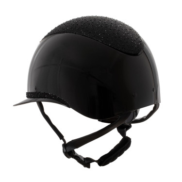 Casque Luxe avec large visière et strass homologué EN 1384-2023 Equestro Noir / noir
