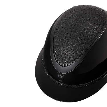 Casque Luxe avec large visière et strass homologué EN 1384-2023 Equestro Noir / noir