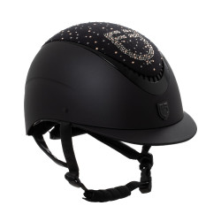 Casque mat avec visière étroite et logo en strass homologué EN 1384-2023 Equestro