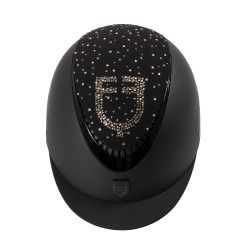 Casque mat avec visière étroite et logo en strass homologué EN 1384-2023 Equestro Noir / noir brillant