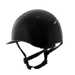Casque sangle en similicuir poli homologué EN 1384-2023 Equestro Noir / violet Casque sangle en similicuir poli homologué EN 1384-2023 Equestro Noir / violet