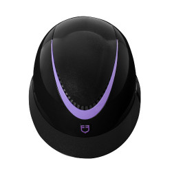 Casque sangle en similicuir poli homologué EN 1384-2023 Equestro Noir / violet Casque sangle en similicuir poli homologué EN 1384-2023 Equestro Noir / violet