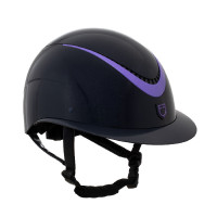 Casque sangle en similicuir poli homologué EN 1384-2023 Equestro Marine / violet Bleu Casque sangle en similicuir poli homologué EN 1384-2023 Equestro Marine / violet Bleu