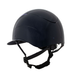 Casque sangle en similicuir poli homologué EN 1384-2023 Equestro Marine / violet Bleu Casque sangle en similicuir poli homologué EN 1384-2023 Equestro Marine / violet Bleu
