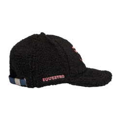 Casquette Equestro unisexe avec insert en mesh Noir / corail soleil Casquette Equestro unisexe avec insert en mesh Noir / corail soleil