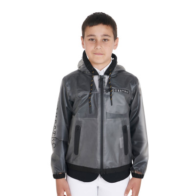 Imperméable coupe-vent enfant avec capuche zippée Equestro Gris