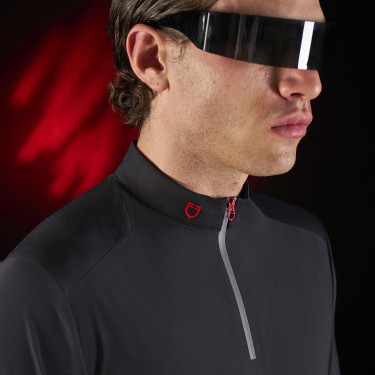 Polo d'entraînement homme Equestro Ridertechnology à manches courtes et zip Polo d'entraînement homme Equestro Ridertechnology à manches courtes et zip