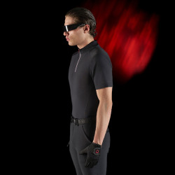 Polo d'entraînement homme Equestro Ridertechnology à manches courtes et zip Noir Polo d'entraînement homme Equestro Ridertechnology à manches courtes et zip Noir