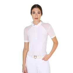 Polo de concours femme en tulle stretch avec zip Equestro