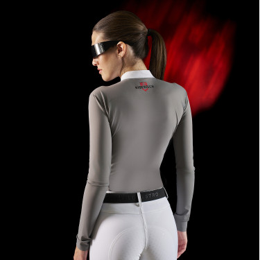 Polo de concours femme Equestro Ridertechnology à manches longues et zip Polo de concours femme Equestro Ridertechnology à manches longues et zip