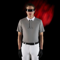 Polo de concours homme Equestro Ridertechnology à manches courtes et boutons Oiseau moqueur
