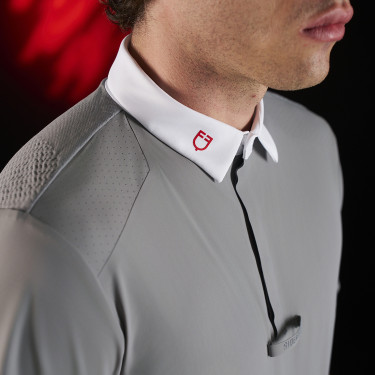 Polo de concours homme Equestro Ridertechnology à manches courtes et boutons Polo de concours homme Equestro Ridertechnology à manches courtes et boutons