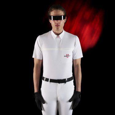 Polo de concours homme Equestro Ridertechnology à manches courtes et zip Polo de concours homme Equestro Ridertechnology à manches courtes et zip