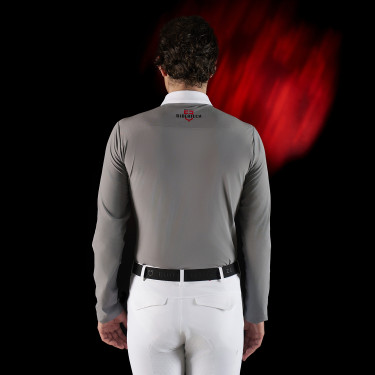 Polo de concours homme Equestro Ridertechnology à manches longues et boutons Polo de concours homme Equestro Ridertechnology à manches longues et boutons