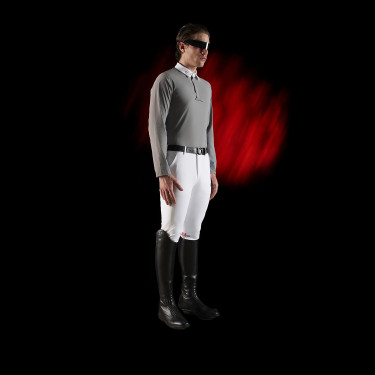 Polo de concours homme Equestro Ridertechnology à manches longues et boutons Polo de concours homme Equestro Ridertechnology à manches longues et boutons